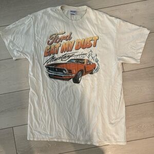 Junk food 1990s Ford Mustang white tee